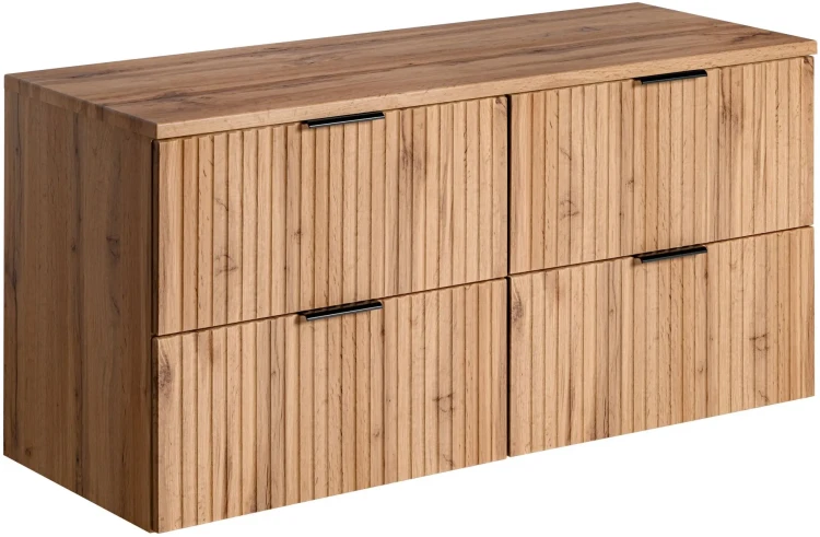 Zestaw mebli łazienkowych ADEL OAK z dwoma umywalkami SMILE i blatem 120 cm - 5 elementów