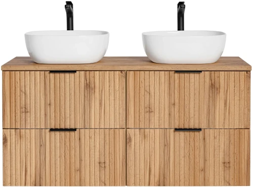 Zestaw mebli łazienkowych ADEL OAK z dwoma umywalkami SMILE i blatem 120 cm - 5 elementów