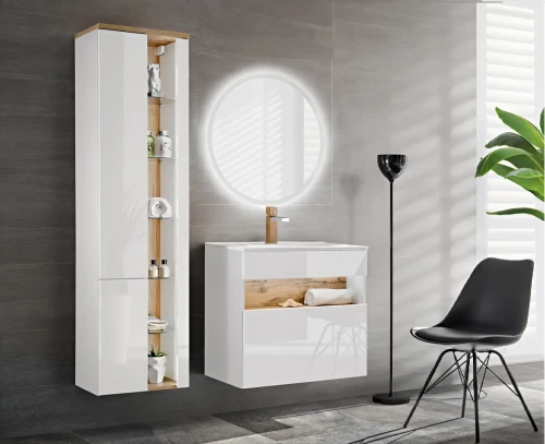 Lustro z oświetleniem LED VENUS okrągłe 80 cm białe