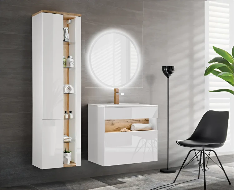 Lustro z oświetleniem LED VENUS okrągłe 80 cm białe