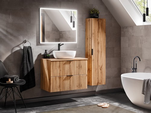 Zestaw mebli łazienkowych ADEL OAK A01 z szafką pod umywalkę 80 cm - 5 elementów