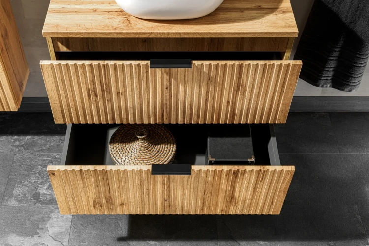 Zestaw mebli łazienkowych ADEL OAK A01 z szafką pod umywalkę 80 cm - 5 elementów