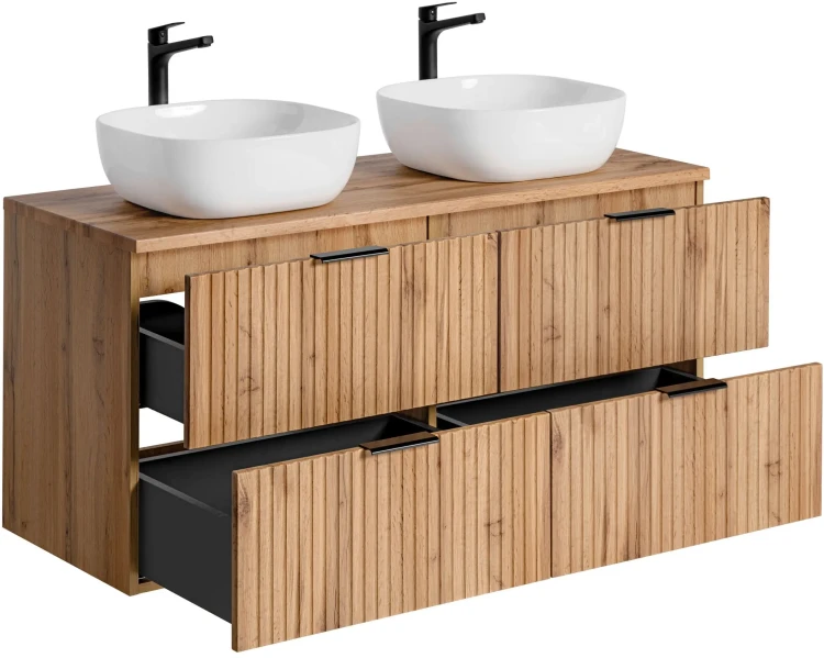 Zestaw mebli łazienkowych ADEL OAK A02 z szafką pod umywalkę 120 cm - 7 elementów