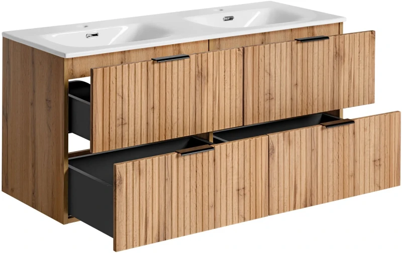 Zestaw mebli łazienkowych ADEL OAK A03 z szafką pod umywalkę 120 cm - 7 elementów