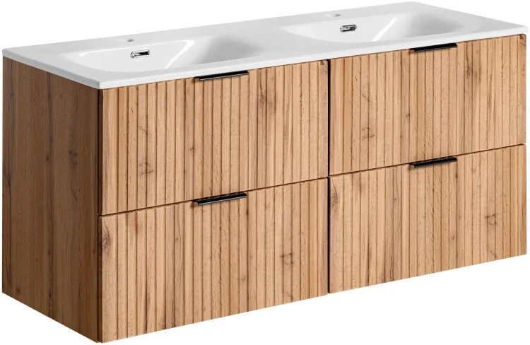 Zestaw mebli łazienkowych ADEL OAK A03 z szafką pod umywalkę 120 cm - 7 elementów
