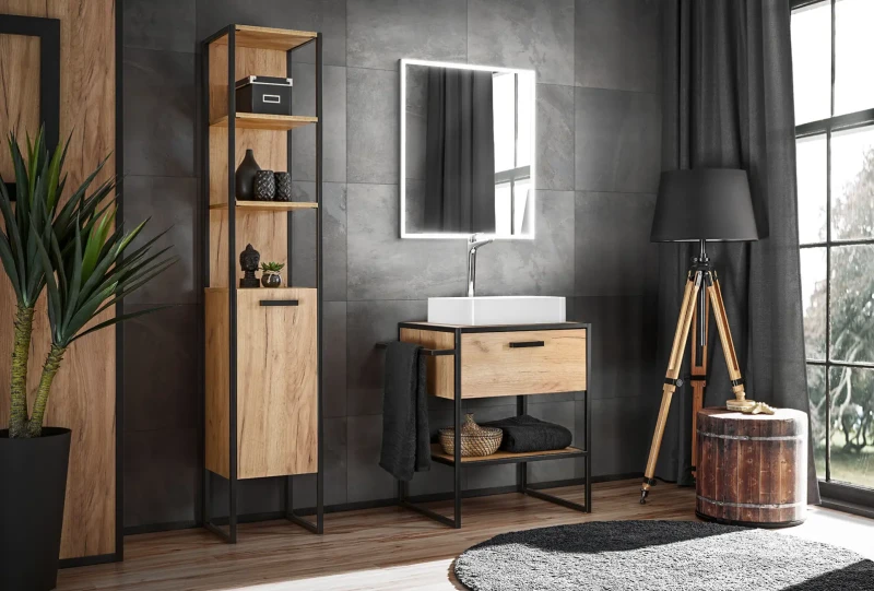 Szafka pod umywalkę 60 cm BROOKLIN dąb craft złoty