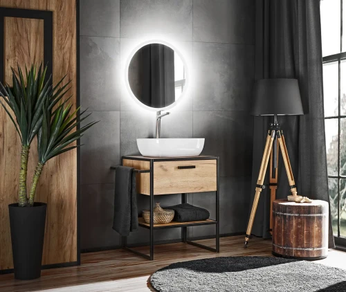 Szafka pod umywalkę 60 cm BROOKLIN dąb craft złoty