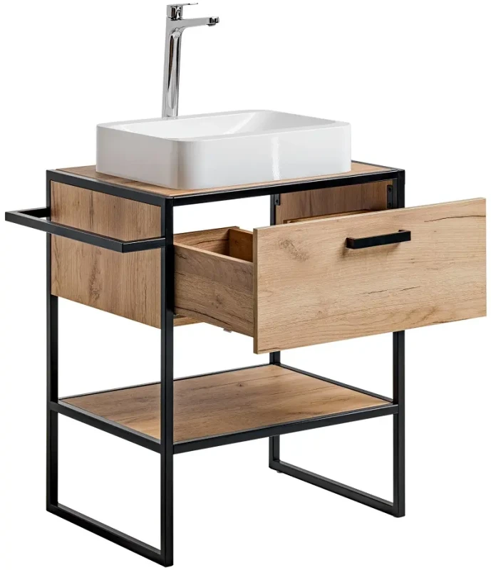 Szafka pod umywalkę 60 cm BROOKLIN dąb craft złoty