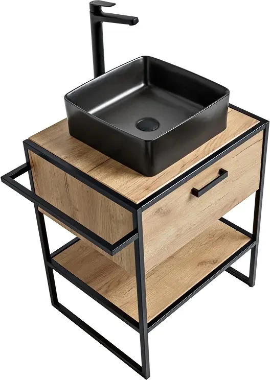 Szafka pod umywalkę 60 cm BROOKLIN dąb craft złoty