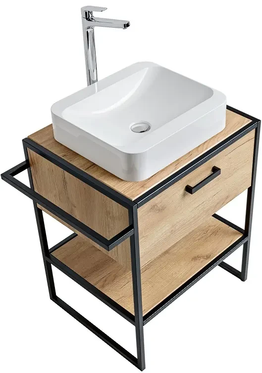 Szafka pod umywalkę 60 cm BROOKLIN dąb craft złoty