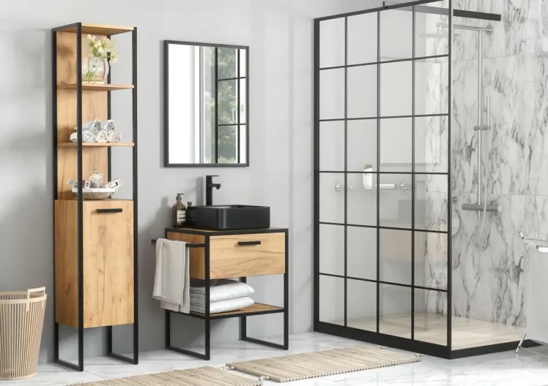 Szafka pod umywalkę 60 cm BROOKLIN dąb craft złoty