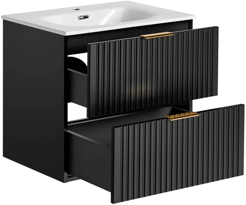 Zestaw mebli łazienkowych ADEL BLACK A02 z szafką pod umywalkę 60 cm - 5 elementów