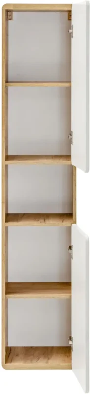 Słupek łazienkowy 25 cm ARUBA biały połysk / dąb craft złoty