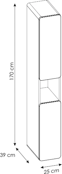 Słupek łazienkowy 25 cm ARUBA biały połysk / dąb craft złoty