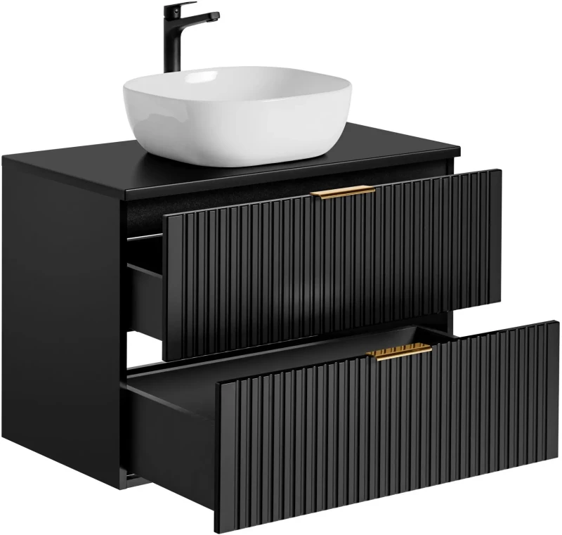 Zestaw mebli łazienkowych ADEL BLACK A03 z szafką pod umywalkę 80 cm - 5 elementów