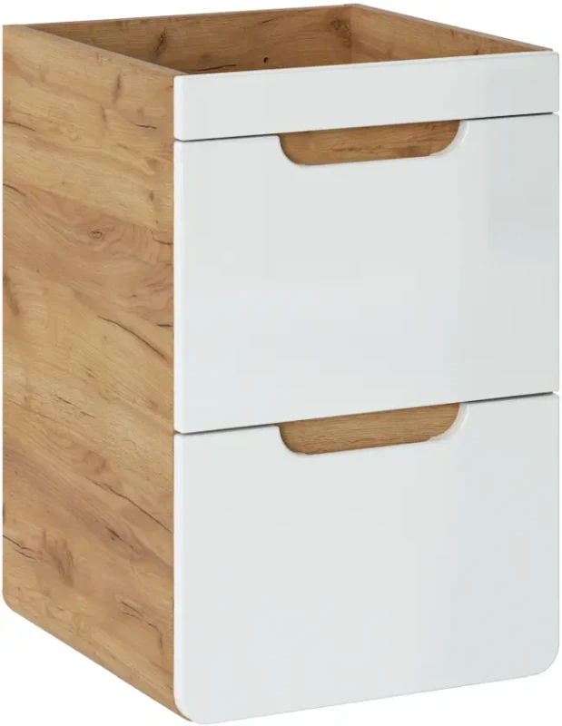 Szafka pod umywalkę 40 cm ARUBA biały połysk / dąb craft złoty