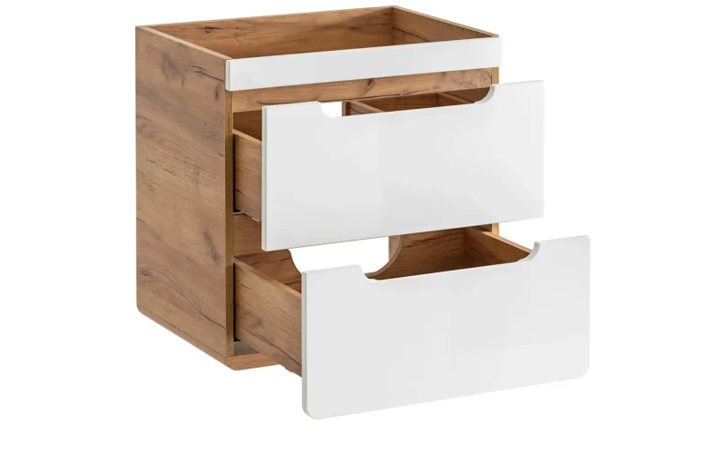 Szafka pod umywalkę 50 cm ARUBA biały połysk / dąb craft złoty