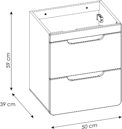 Szafka pod umywalkę 50 cm ARUBA biały połysk / dąb craft złoty