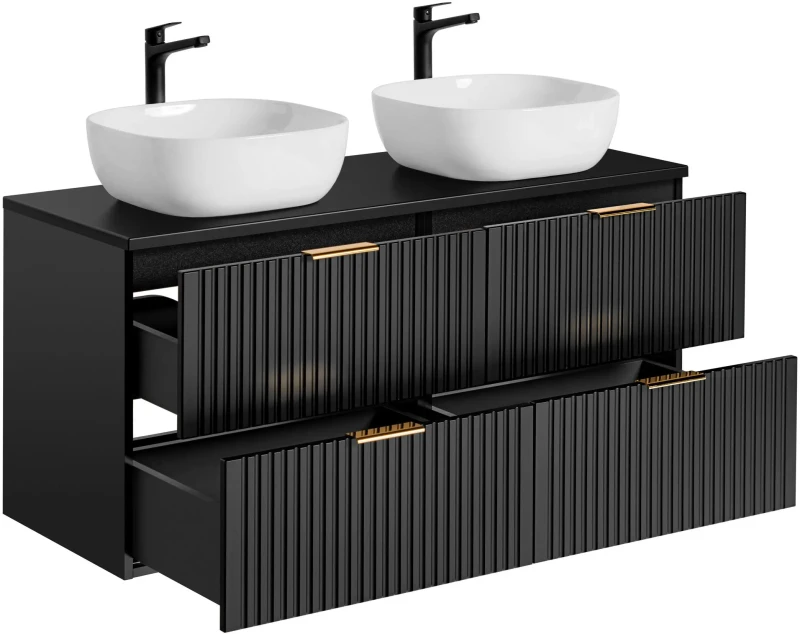 Zestaw mebli łazienkowych ADEL BLACK A04 z szafką pod umywalkę 120 cm - 7 elementów