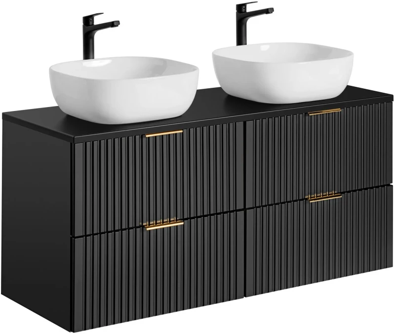 Zestaw mebli łazienkowych ADEL BLACK A04 z szafką pod umywalkę 120 cm - 7 elementów