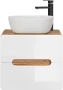 Szafka pod umywalkę 60 cm ARUBA 828 biały połysk / dąb craft złoty
