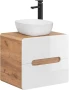 Szafka pod umywalkę 60 cm ARUBA 828 biały połysk / dąb craft złoty
