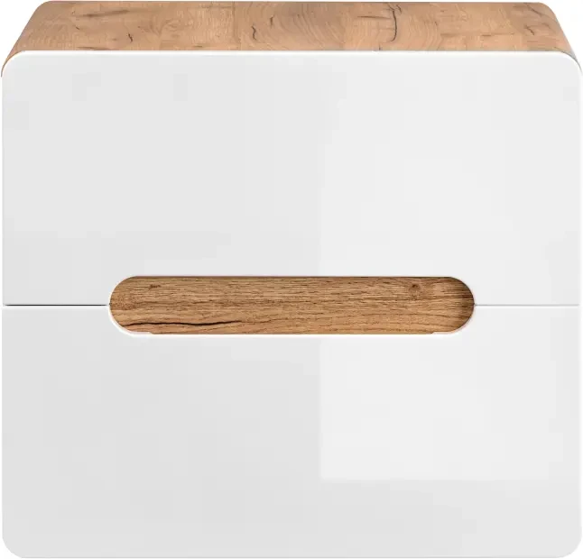 Szafka pod umywalkę 60 cm ARUBA 828 biały połysk / dąb craft złoty
