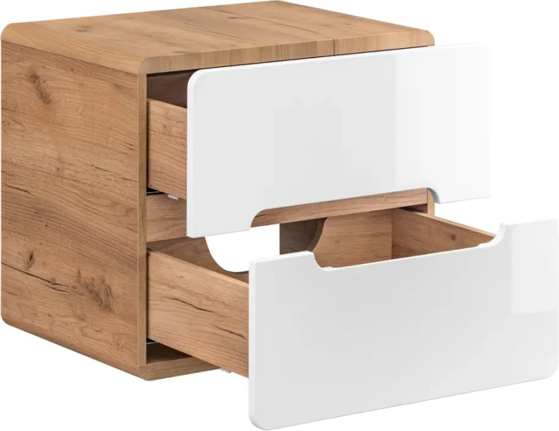 Szafka pod umywalkę 60 cm ARUBA 828 biały połysk / dąb craft złoty