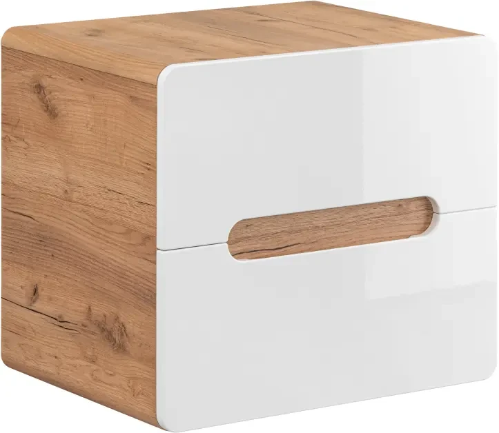 Szafka pod umywalkę 60 cm ARUBA 828 biały połysk / dąb craft złoty