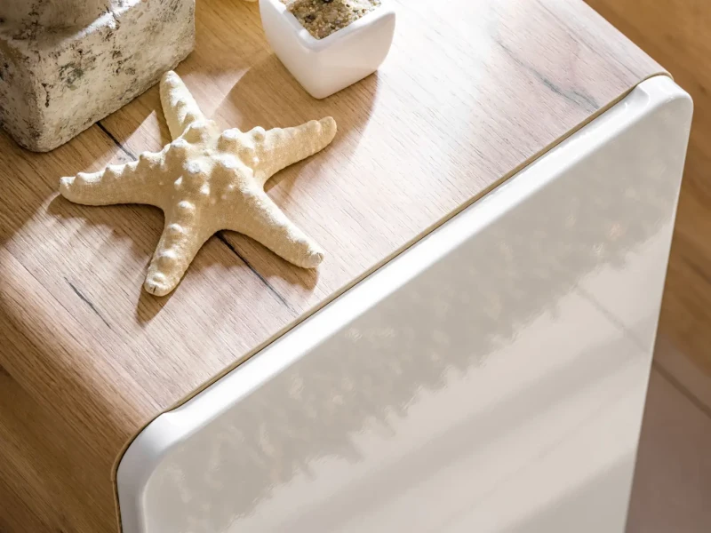 Szafka pod umywalkę 60 cm ARUBA 828 biały połysk / dąb craft złoty