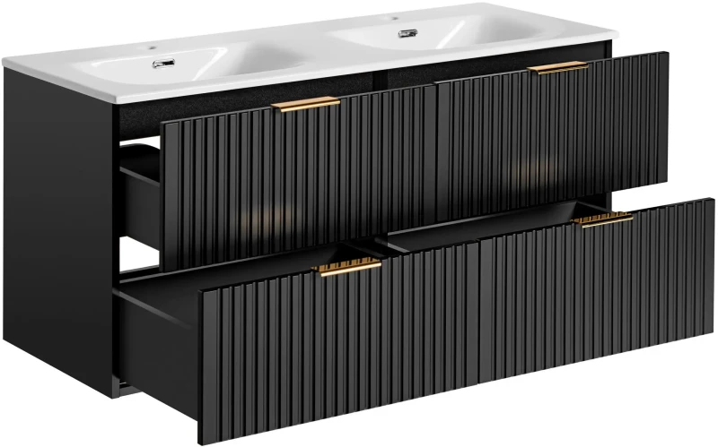 Zestaw mebli łazienkowych ADEL BLACK A05 (2 x szafka pod umywalkę ADEL BLACK 82-60-B-2S z umywalką ceramiczną SKY 120D-8099)