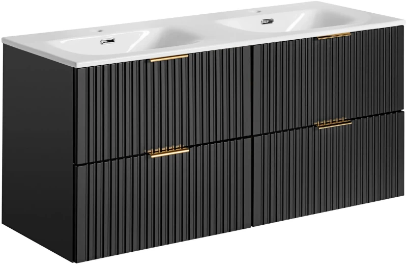 Zestaw mebli łazienkowych ADEL BLACK A05 (2 x szafka pod umywalkę ADEL BLACK 82-60-B-2S z umywalką ceramiczną SKY 120D-8099)