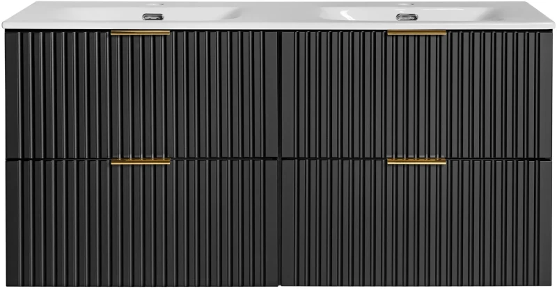 Zestaw mebli łazienkowych ADEL BLACK A05 (2 x szafka pod umywalkę ADEL BLACK 82-60-B-2S z umywalką ceramiczną SKY 120D-8099)