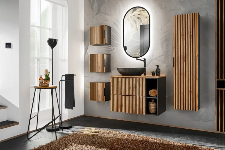 Lustro 90x50 cm APOLLO LED czarne