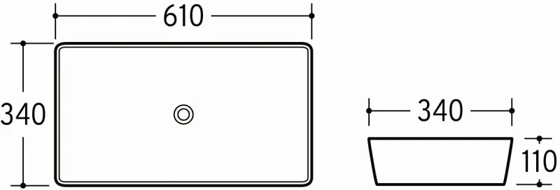 Szafka łazienkowa 100 cm DEVON dąb shetland/grafit z umywalką SLIM (umywalka ceramiczna UM-6275 SLIM 60 BLACK DP - rysunek techniczny)