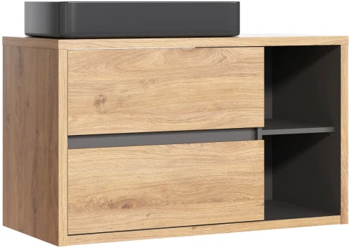 Zestaw mebli łazienkowych DEVON dąb shetland/grafit szafka łazienkowa 100 cmz umywalką SLIM