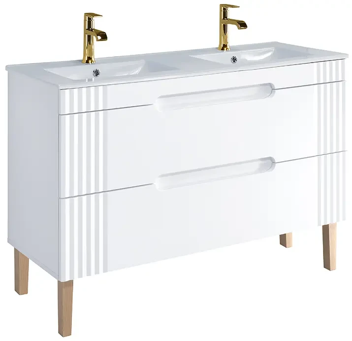 Zestaw mebli łazienkowych FIJI WHITE 120 cm z umywalką Lava - 6 elementów