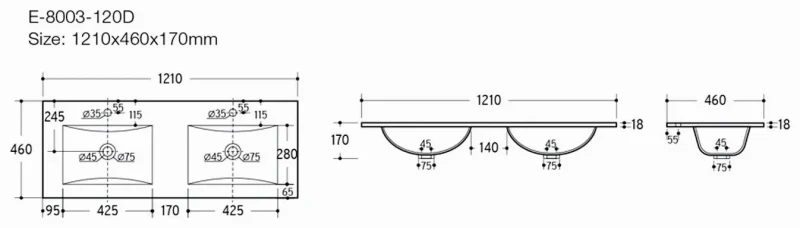 Zestaw mebli łazienkowych FIJI WHITE 120 cm (umywalka ceramiczna UM-8003-LAVA 120D -DP)