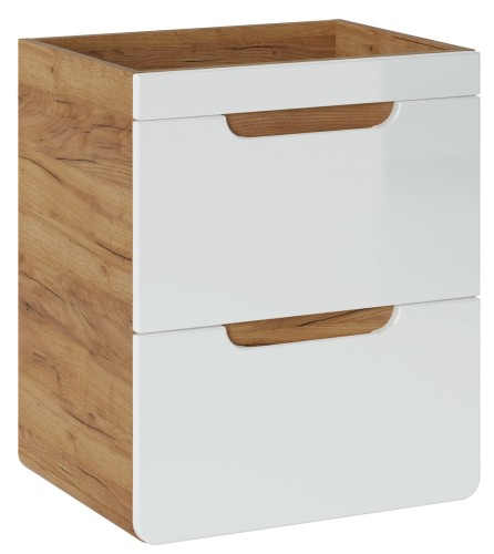 Szafka pod umywalkę 50 cm ARUBA biały połysk / dąb craft złoty