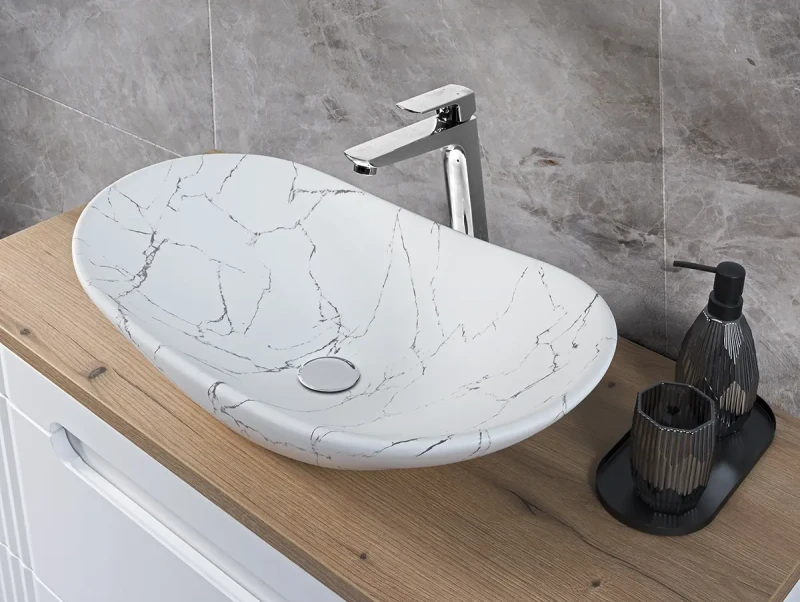 Zestaw mebli łazienkowych FIJI WHITE (umywalka ceramiczna nablatowa UN-LENA-MW17)