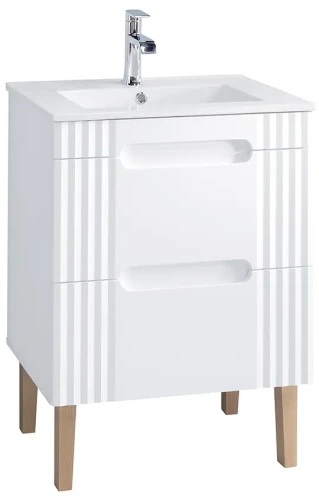 Zestaw mebli łazienkowych FIJI WHITE 60 cm z umywalką Lava - 5 elementów