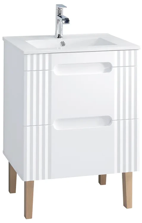 Zestaw mebli łazienkowych FIJI WHITE 60 cm z umywalką Lava - 5 elementów