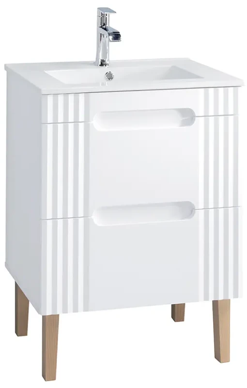 Zestaw mebli łazienkowych FIJI WHITE 60 cm z umywalką Lava - 5 elementów