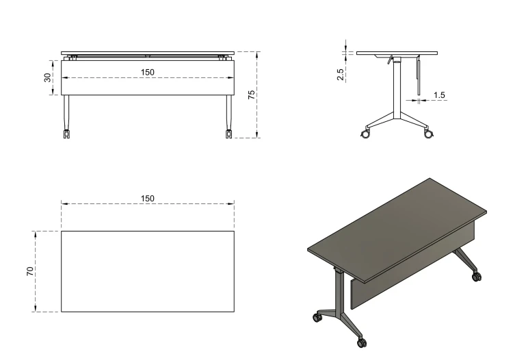 Biurko Yumi S 150x70 cm Beżowy