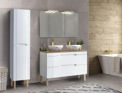 Zestaw mebli łazienkowych FIJI WHITE A02 z szafką pod umywalkę 120 cm - 10 elementów