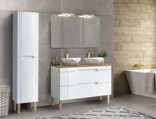 Zestaw mebli łazienkowych FIJI WHITE A02 z szafką pod umywalkę 120 cm - 10 elementów