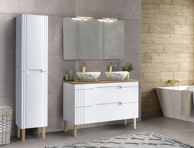 Zestaw mebli łazienkowych FIJI WHITE A02 z szafką pod umywalkę 120 cm