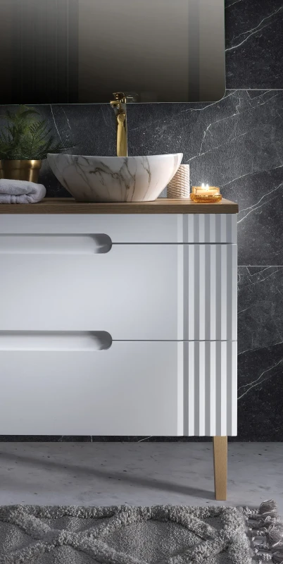 Zestaw mebli łazienkowych FIJI WHITE A02 z szafką pod umywalkę 120 cm (detal)