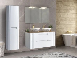 Zestaw mebli łazienkowych FIJI WHITE A01 z szafką pod umywalkę 120 cm - 8 elementów