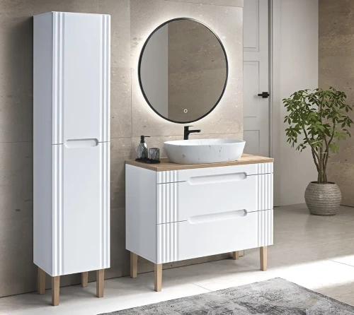 Zestaw mebli łazienkowych FIJI WHITE A04 z szafką pod umywalkę 100 cm - 7 elementów